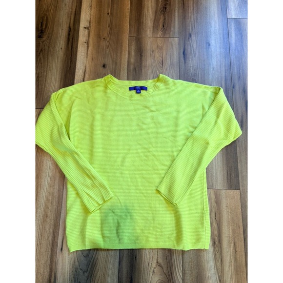 Apt. 9 Sweaters - Apt. 9 Neon Yellow Lightweight Sweater Women's Small Ribbed Long Sleeve Crewneck